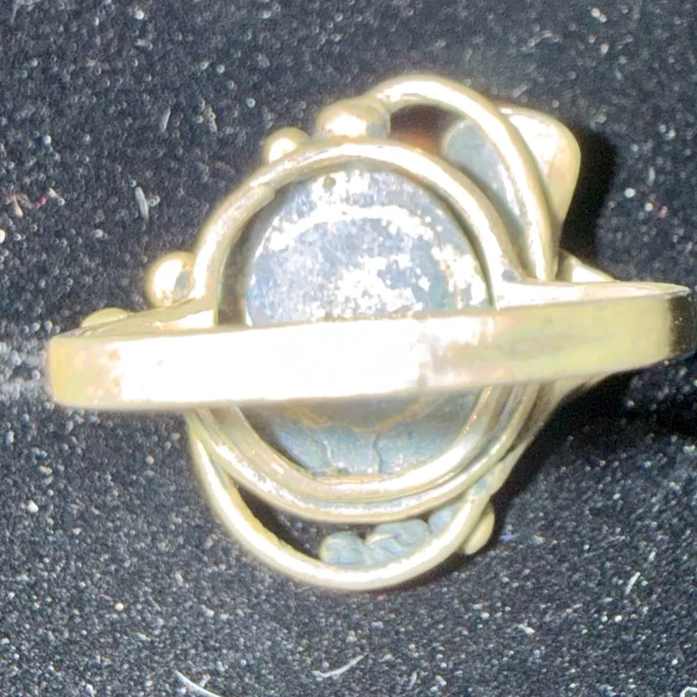 Artisan Sterling Silver Amber Statement Ring - Brown Amber